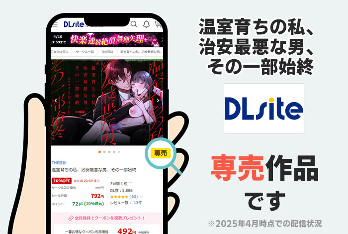 温室育ちの私、治安最悪な男、その一部始終はDLsite専売作品です